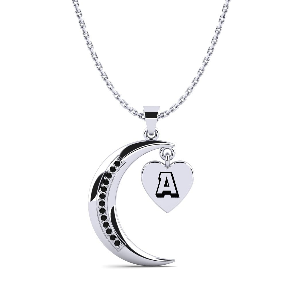 Weiß-Silber Schwarzer Diamant Damen anhänger Hilde