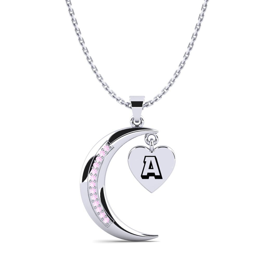 Weiß-Silber Rosa Saphir Damen anhänger Hilde