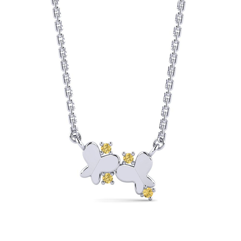 Paladio 950 Diamante Amarillo Collar de Mujer Hilla