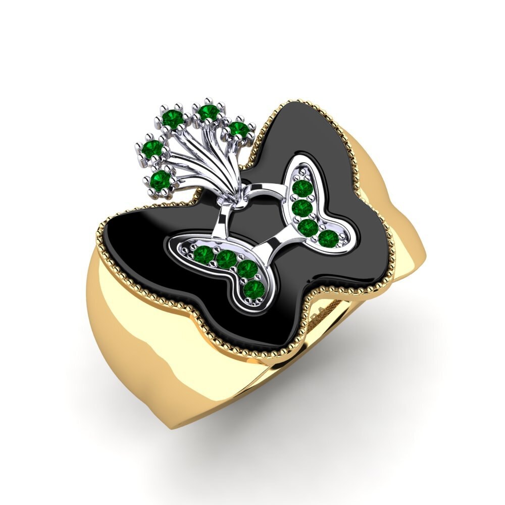 14ct Yellow & White Gold Green Zirconia Ring Hilley