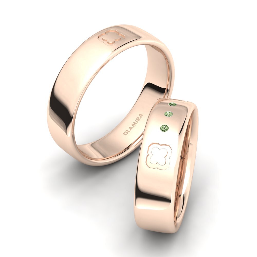 Rotgold 375 Grüner Diamant Ring Himonyo SET