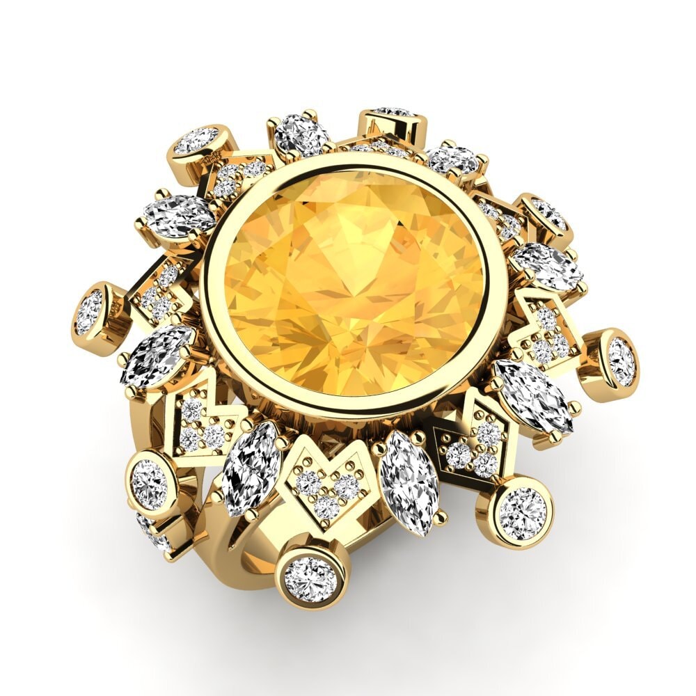 18k Oro Amarillo Citrino Anillo de compromiso Hindle