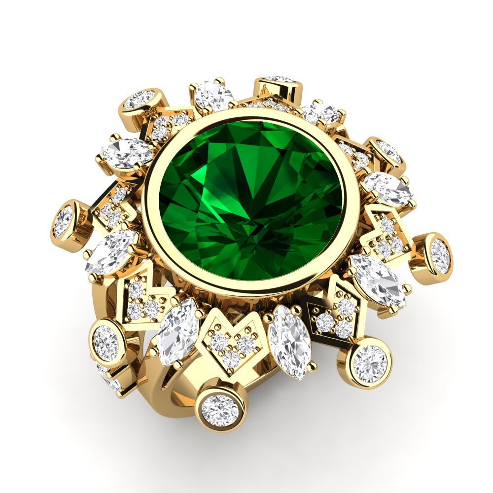 9k Oro Amarillo Circonita Verde Anillo de compromiso Hindle