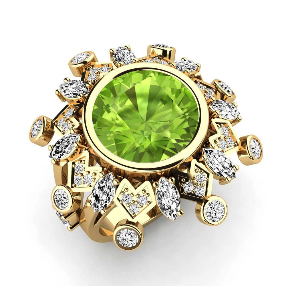 9k Oro Amarillo Peridoto Anillo de compromiso Hindle