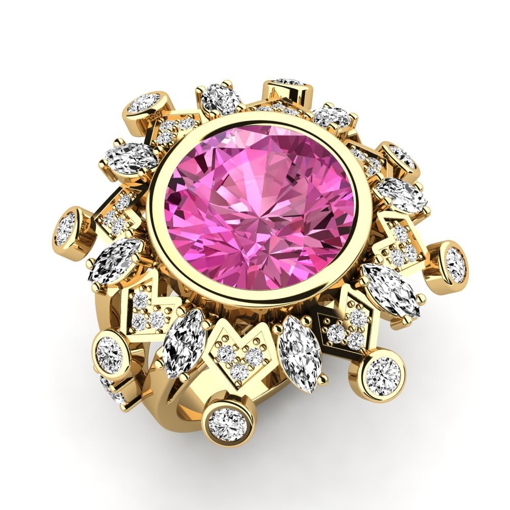 9k Oro Amarillo Topacio Rosa Anillo de compromiso Hindle