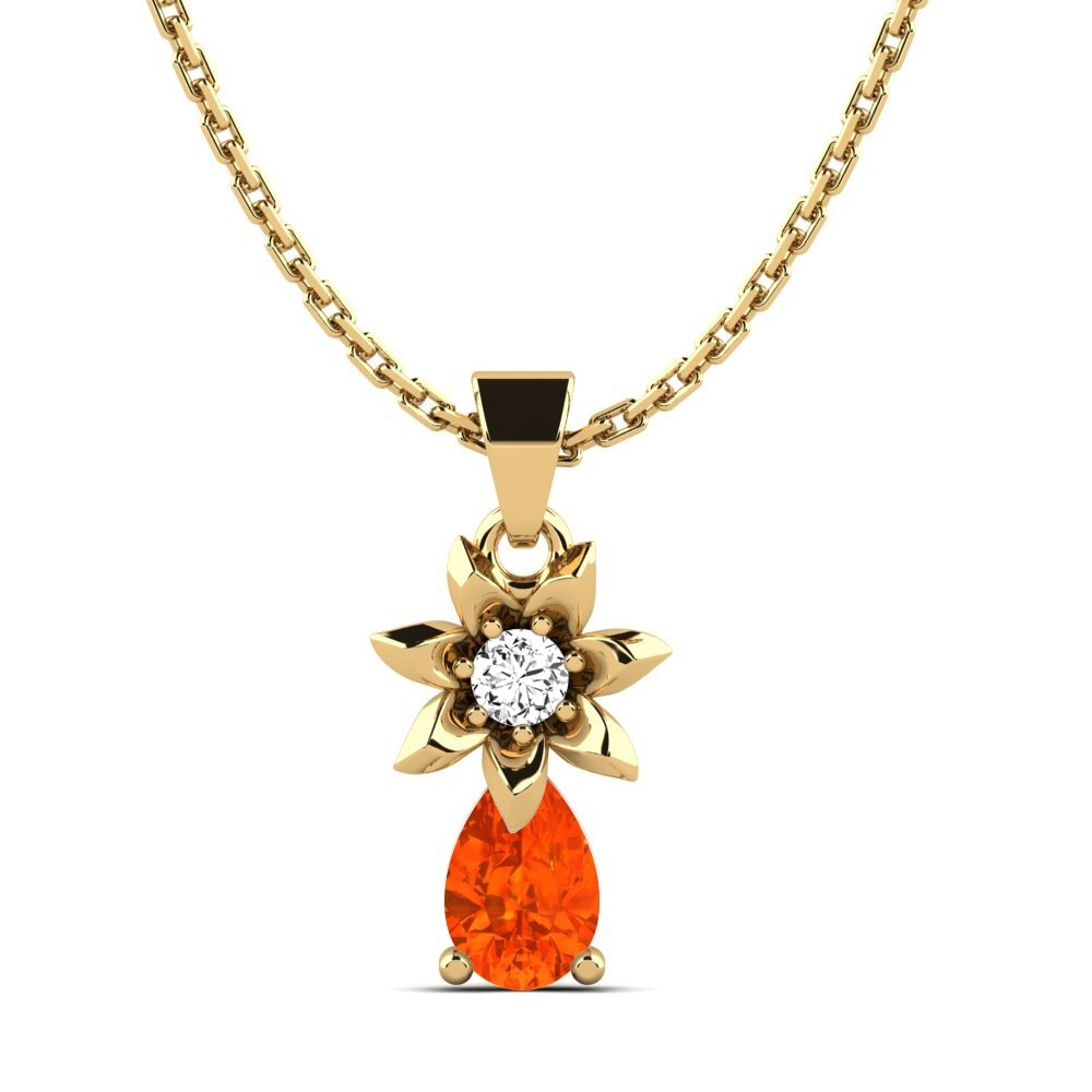 9k Oro Amarillo Ópalo Fuego Colgante de Mujer Hitty