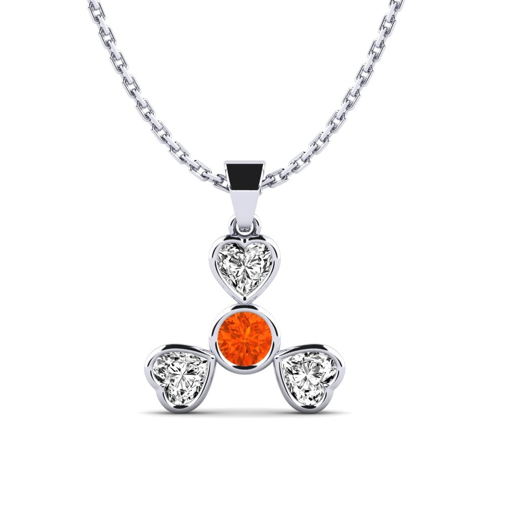 Fire-Opal Women's Pendant Hjerte
