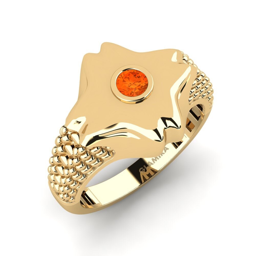 14ct Yellow Gold Fire-Opal Men's Pinky Ring Hninge