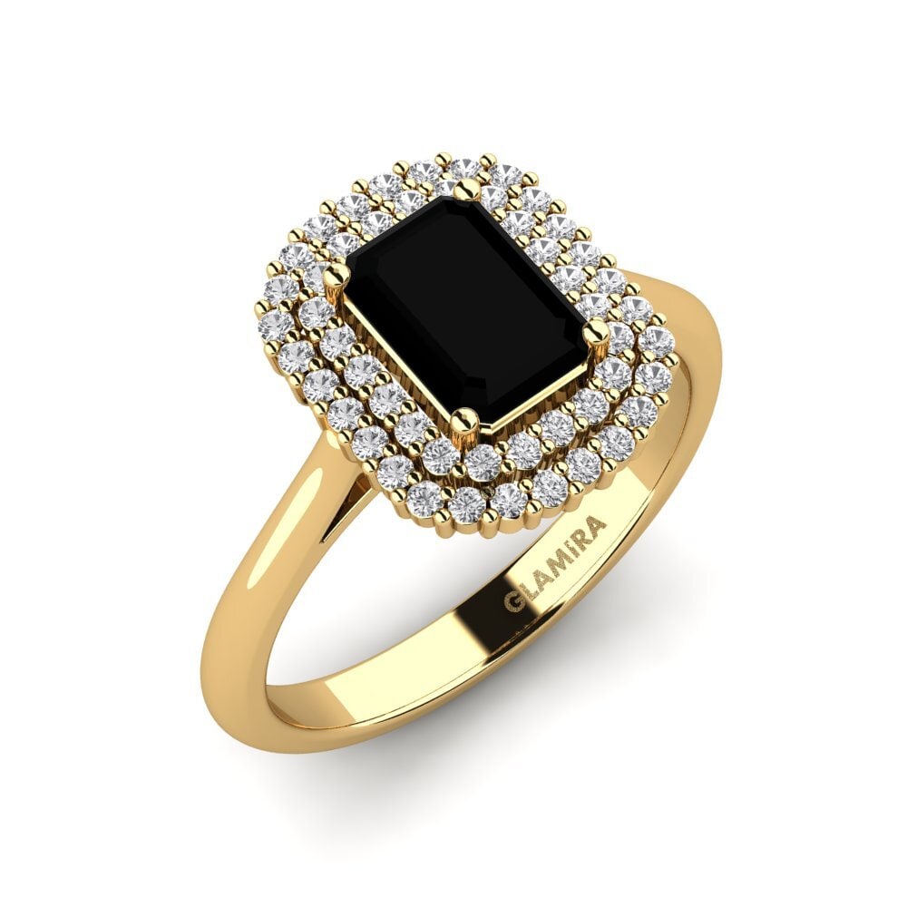 14k Oro Amarillo Anillo de compromiso Hobnailed