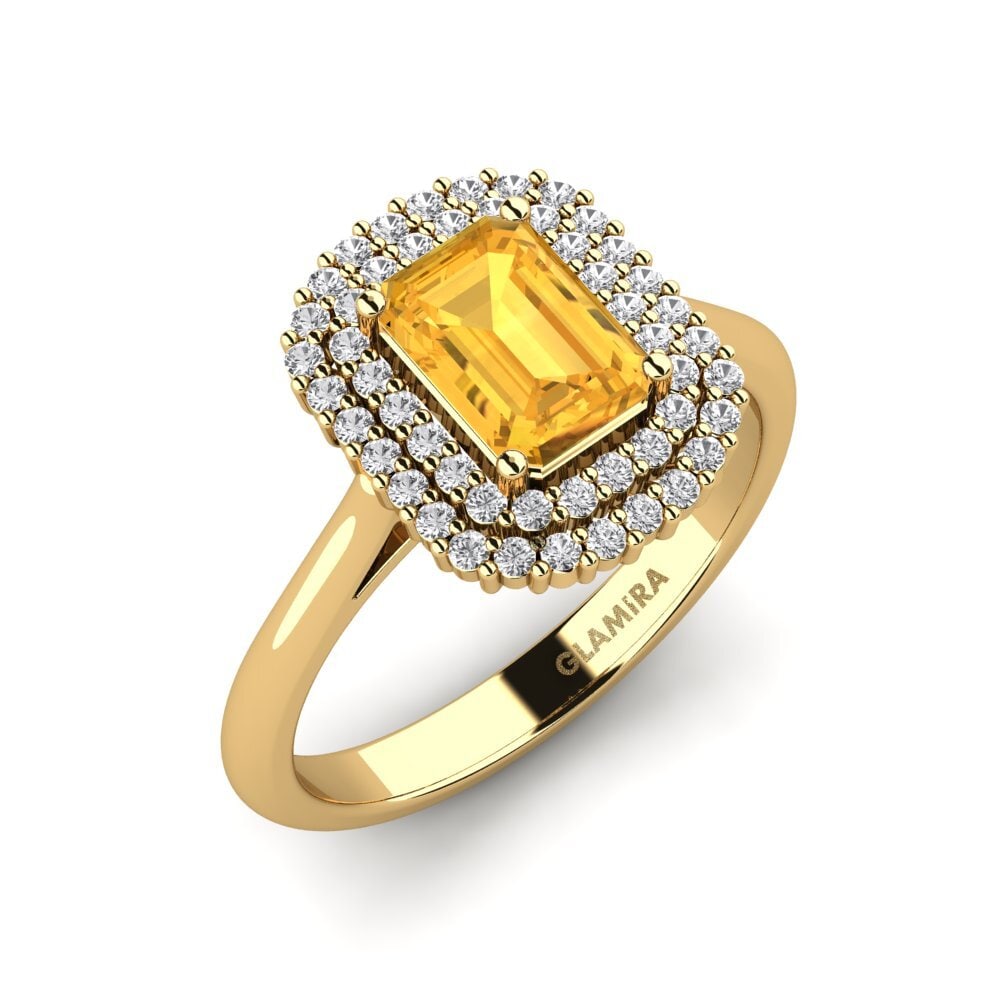 14k Oro Amarillo Anillo de compromiso Hobnailed