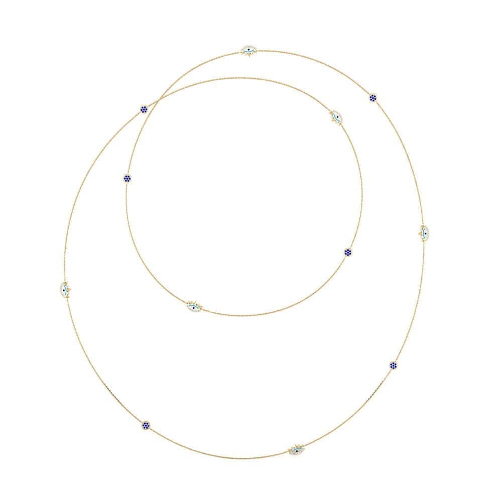 14k Oro Amarillo Zafiro Collar de Mujer Hobona