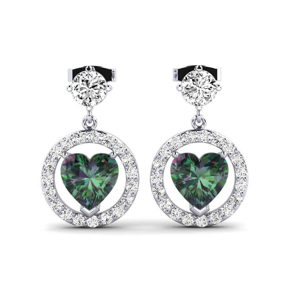 Boucles D'oreilles En Argent Massif Et Topaze Mystique - Pièce Unique, Neuve Sans Boîte