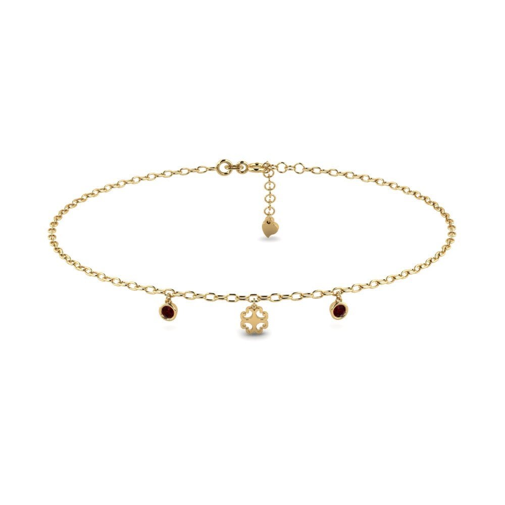 14ct Yellow Gold Garnet Women's Anklet Hoehne