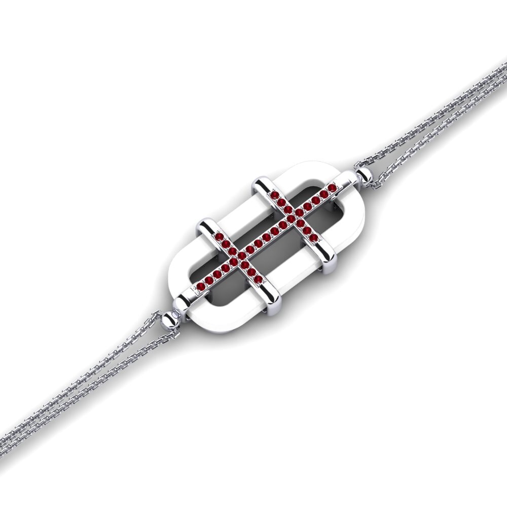 950 Palladium Red Zirconia Women's Bracelet Holdridge