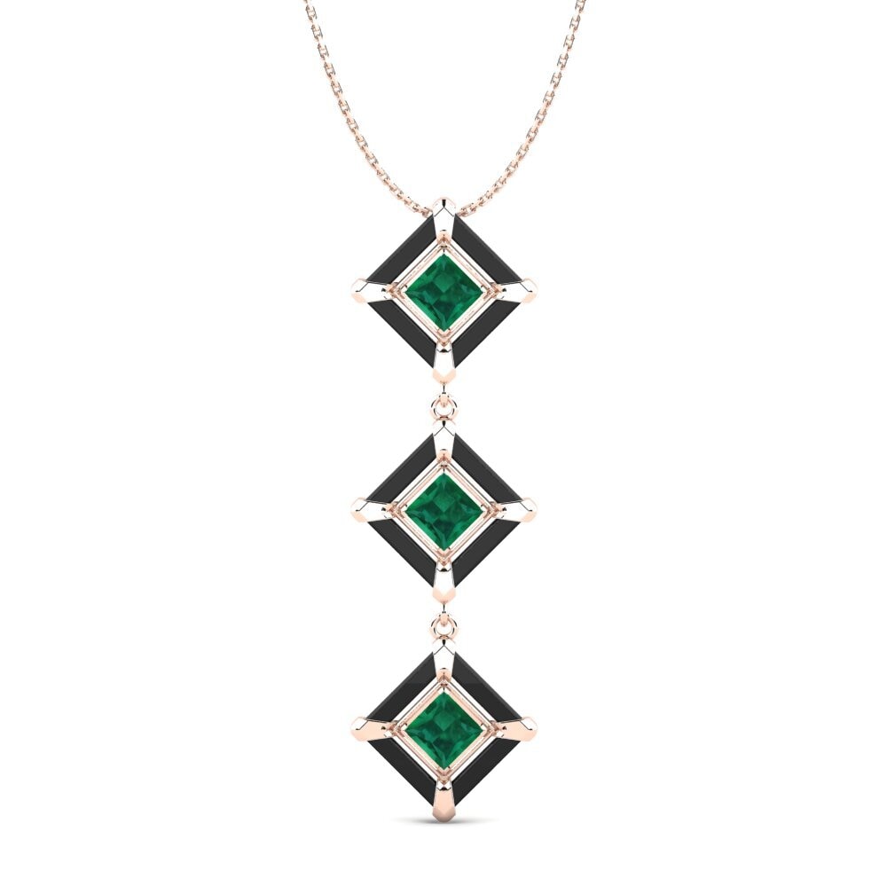 9ct Rose Gold Emerald Women's Pendant Holguin