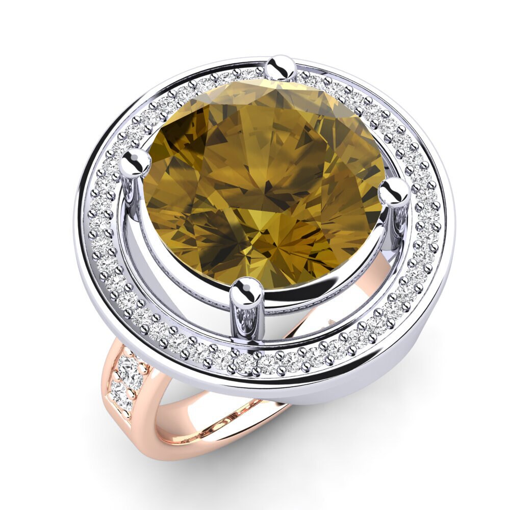 14ct Rose & White Gold Brown Zircon Ring Holli