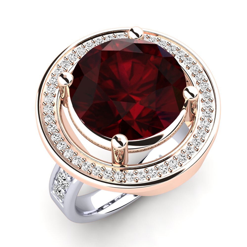18k Oro Blanco & Rosa Granate Anillo Holli