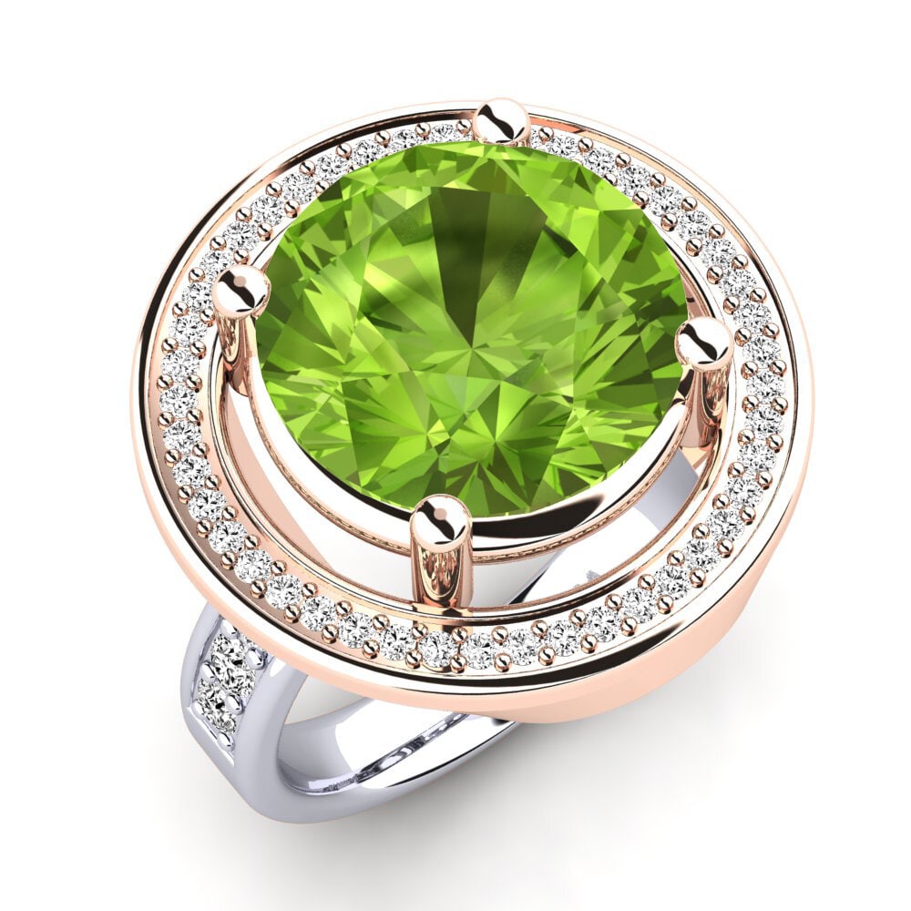 18ct White / Rose Gold Peridot Ring Holli