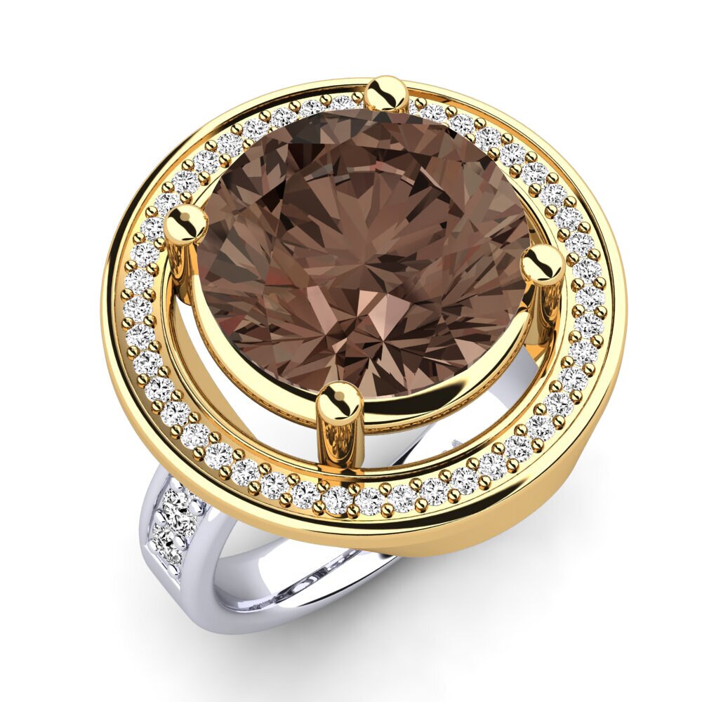 18ct White / Yellow Gold Smoky Quartz Ring Holli