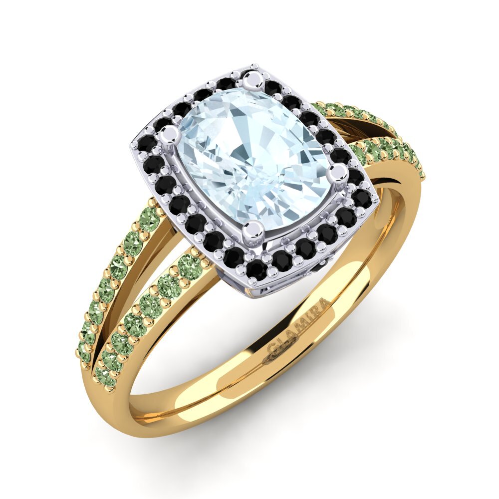 14ct Yellow & White Gold Aquamarine Engagement Ring Holly