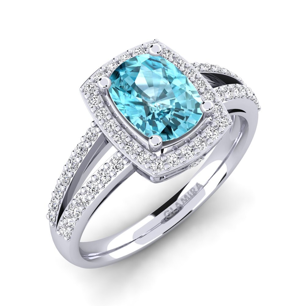 950 Platinum Blue Zircon Engagement Ring Holly