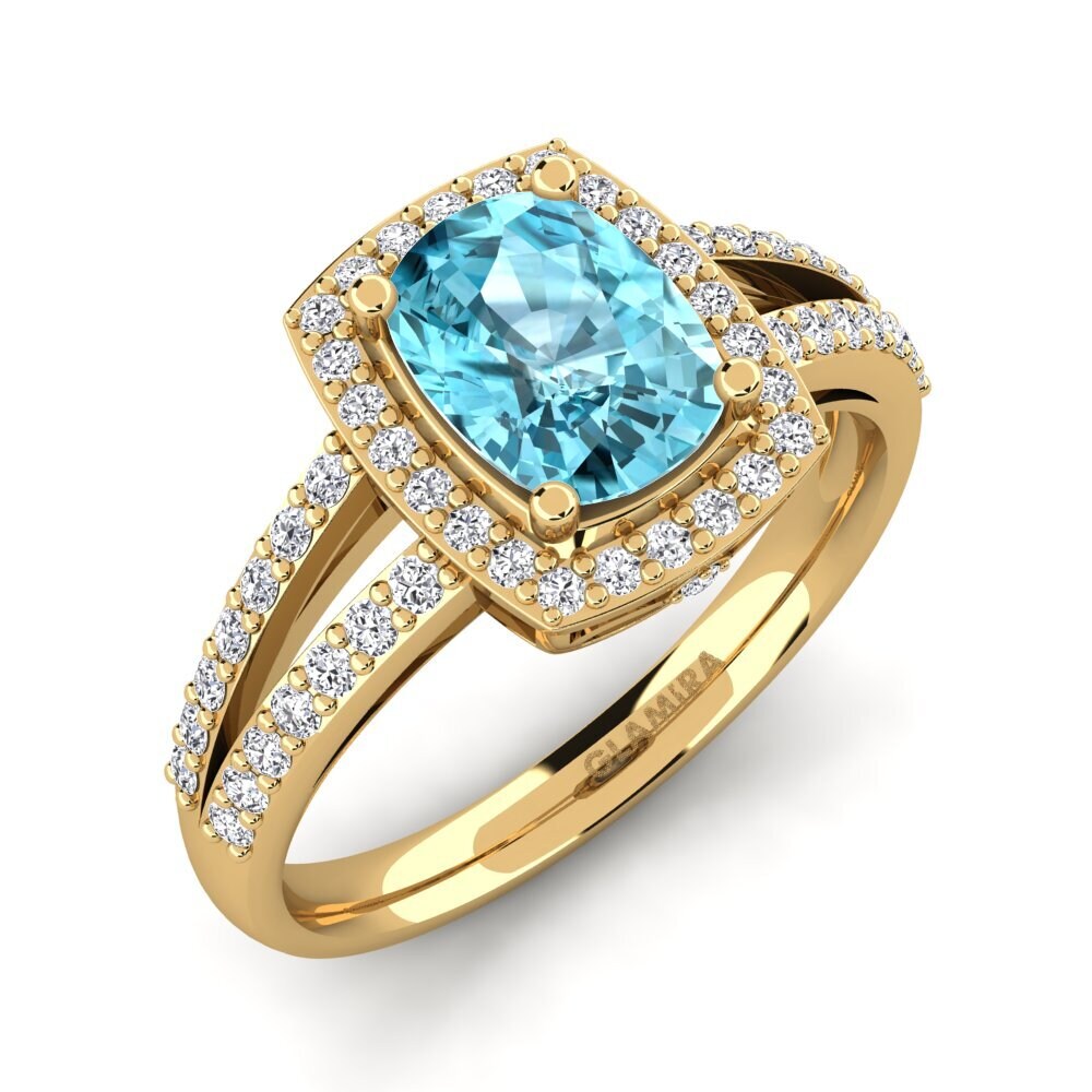 Blue Zircon Engagement Ring Holly