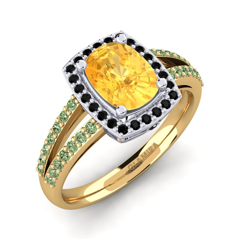 14k Oro Amarillo & Blanco Citrino Anillo de compromiso Holly