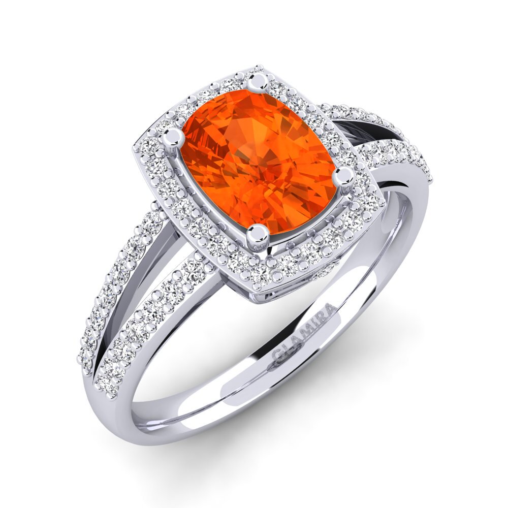 9ct White Gold Fire Opal Engagement Ring Holly