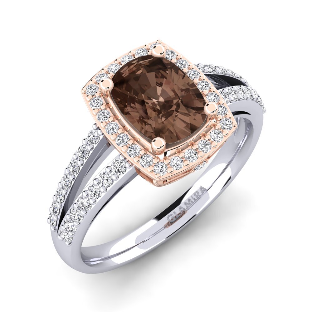 9ct White & Rose Gold Smoky Quartz Engagement Ring Holly