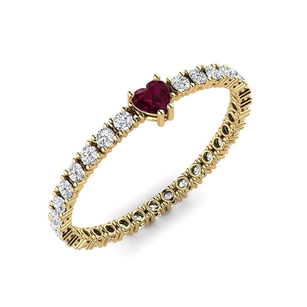 Or Jaune 9k Grenat de Rhodolite Bague Holz