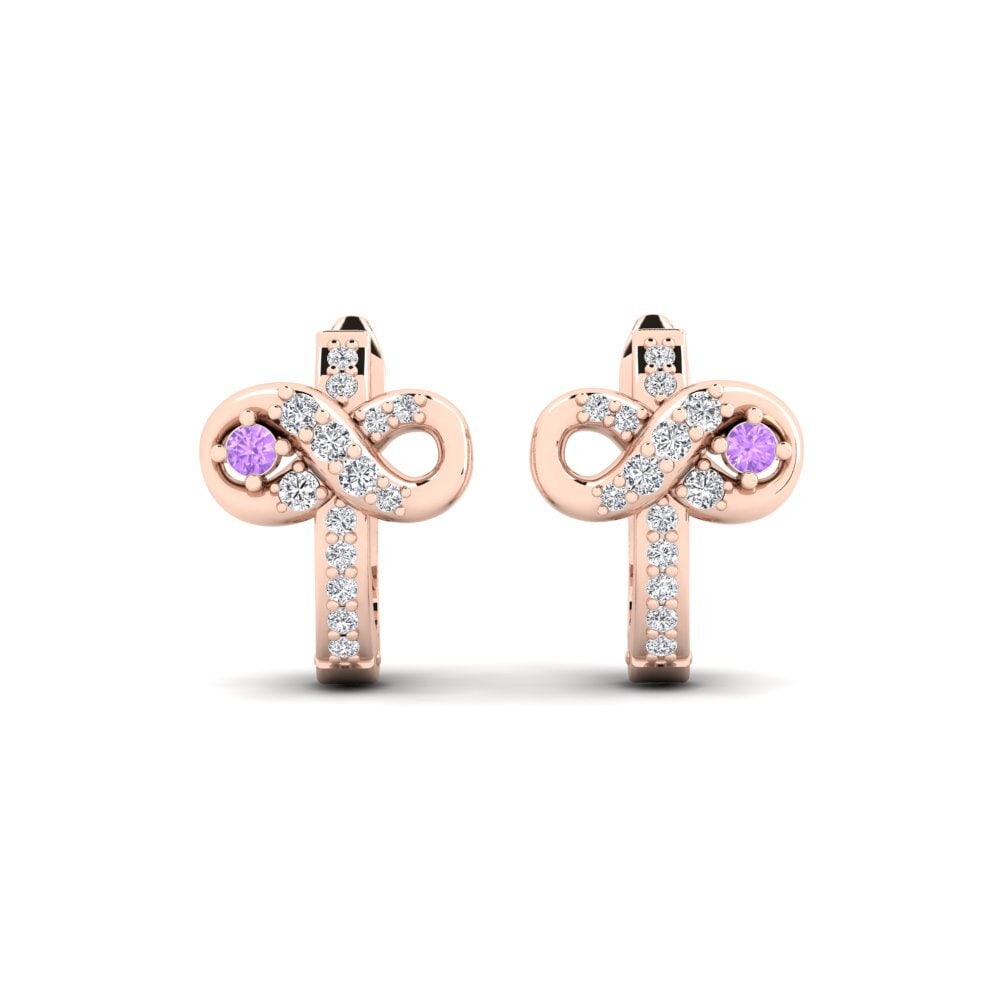 9ct Rose Gold Amethyst Women's Earring Honear