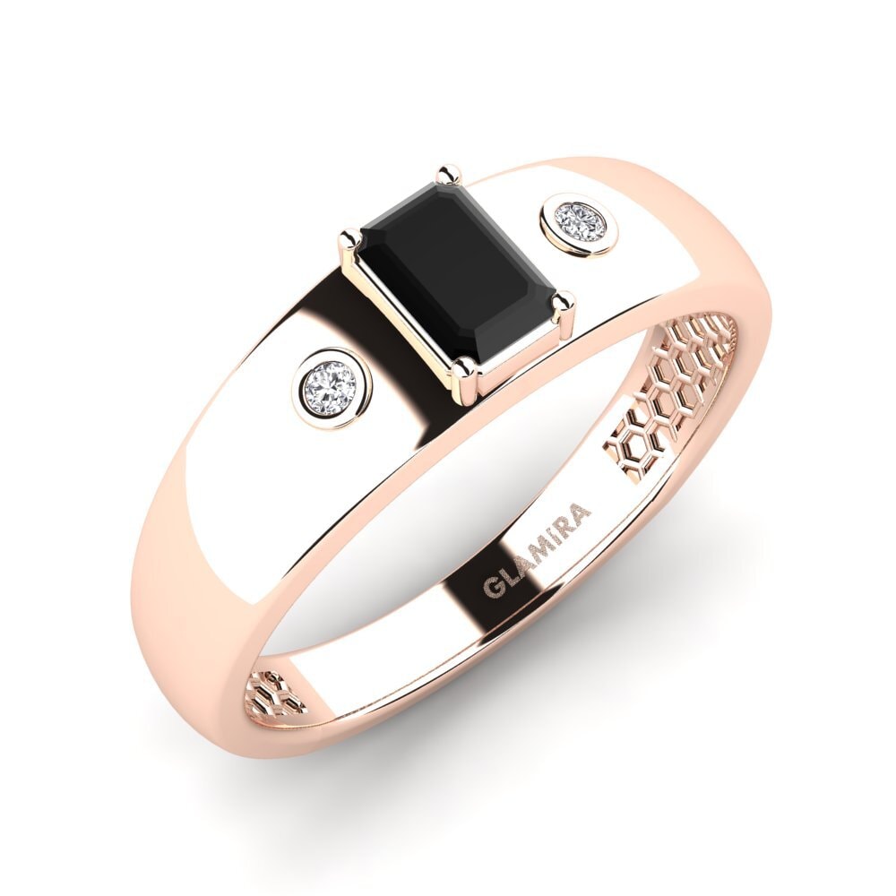 Oro Rosso 750 Zaffiro Nero Anello da uomo Honoya
