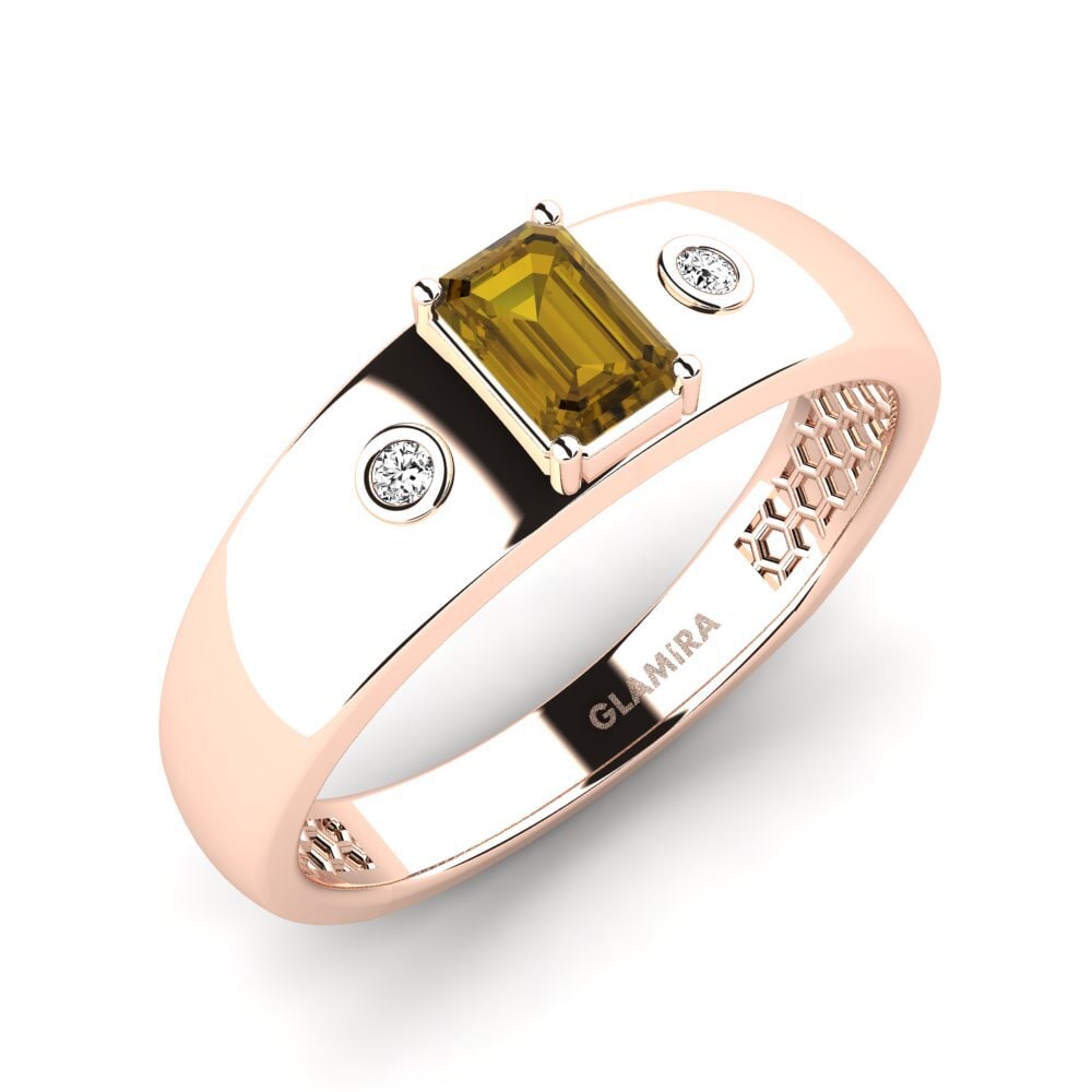 Oro Rosso 375 Zircone Marrone Anello da uomo Honoya
