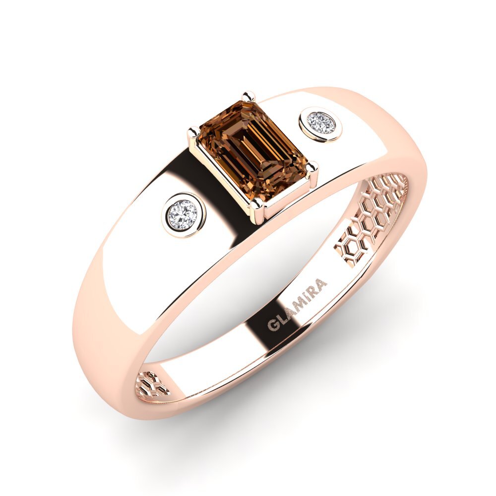 Oro Rosso 750 Diamante Marrone Anello da uomo Honoya