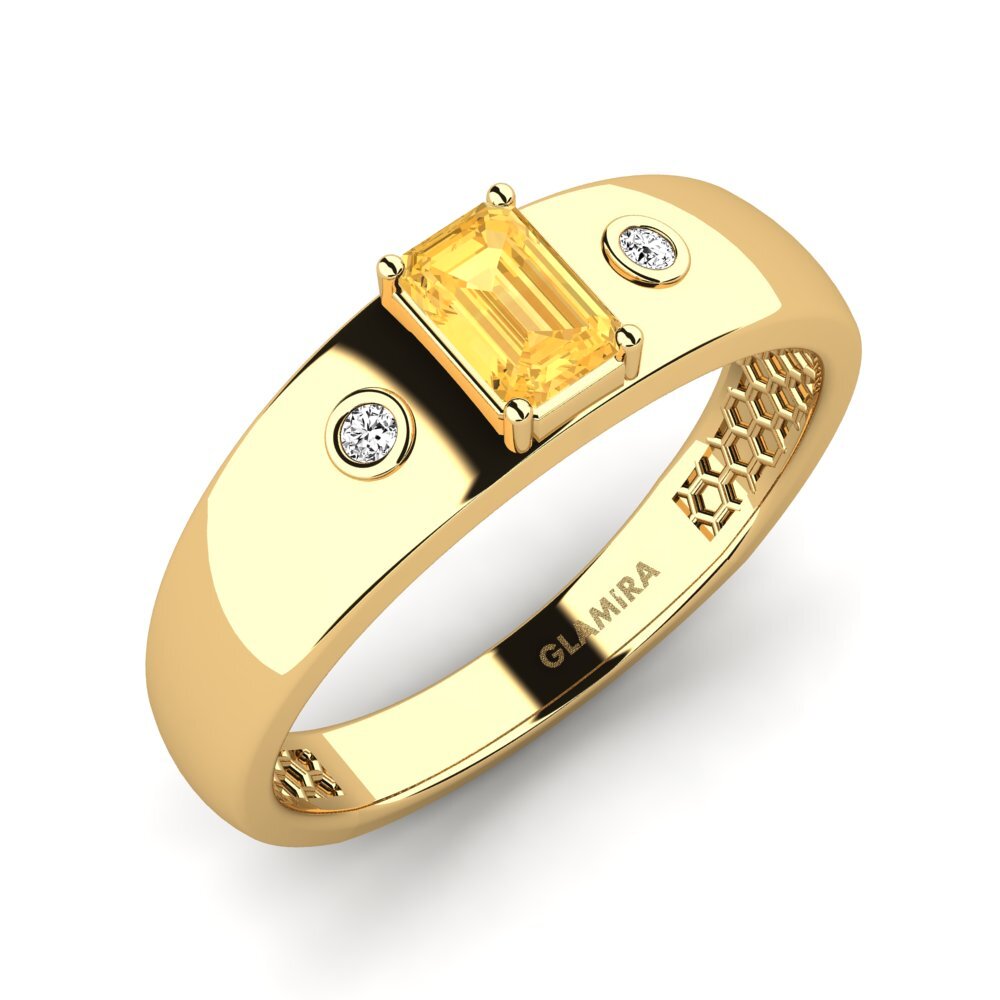 Oro Giallo 585 Citrino Anello da uomo Honoya