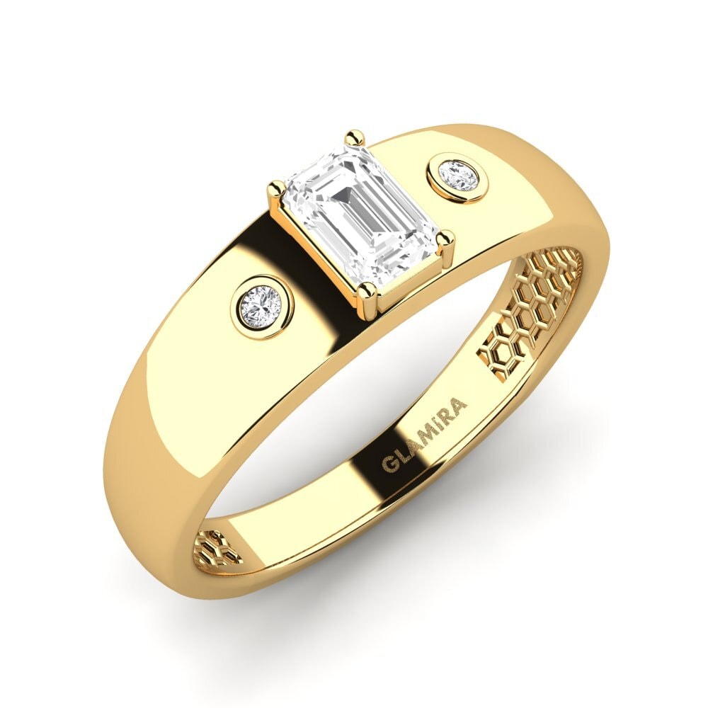 Oro Giallo 375 Zaffiro Bianco Anello da uomo Honoya