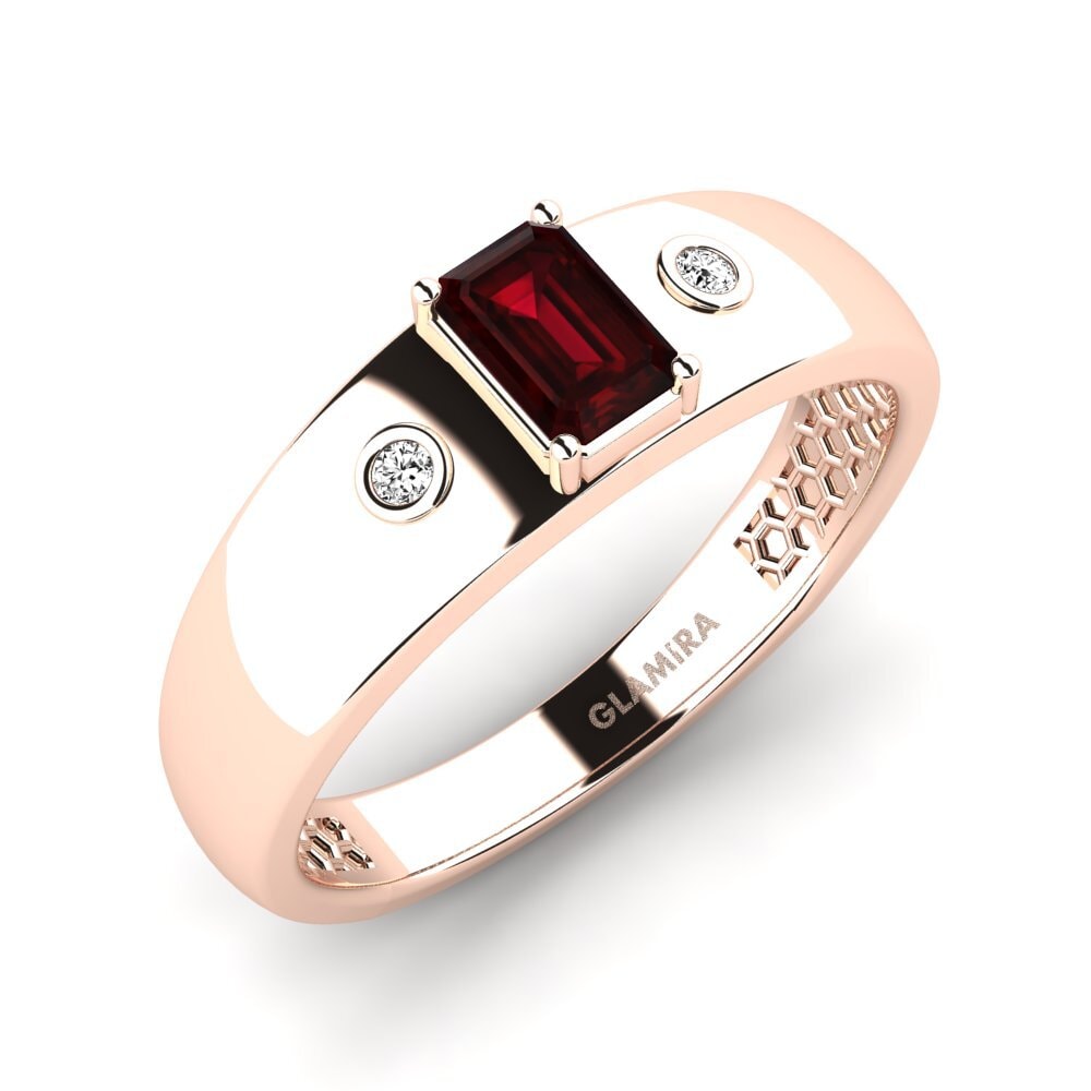Oro Rosso 750 Granato Anello da uomo Honoya