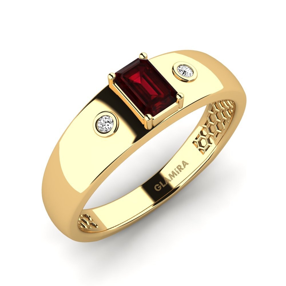 Oro Giallo 750 Granato Anello da uomo Honoya