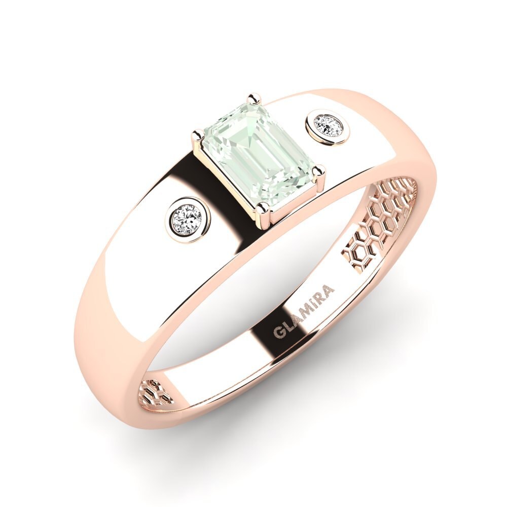 9ct Rose Gold Green Amethyst Men's Ring Honoya