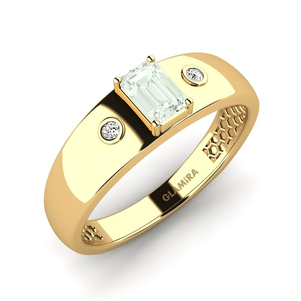 Oro Giallo 750 Ametista Verde Anello da uomo Honoya