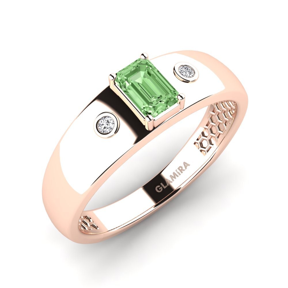 Oro Rosso 375 Diamante Verde Anello da uomo Honoya