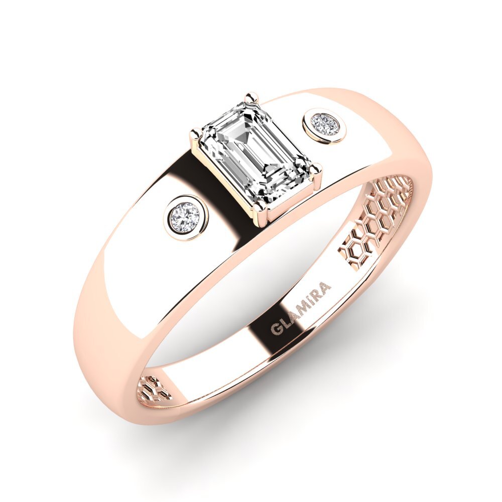 Oro Rosso 585 Moissanite Anello da uomo Honoya