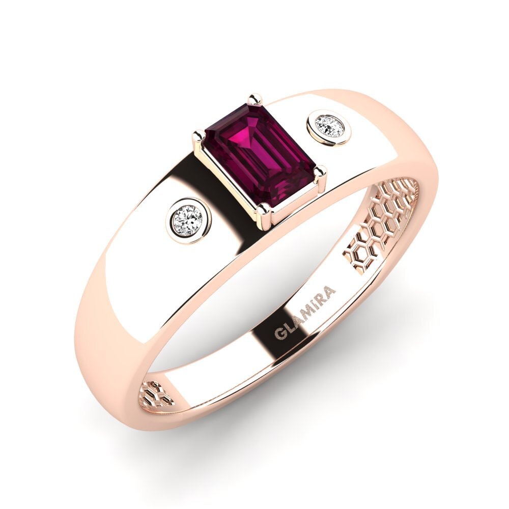 Oro Rosso 375 Granato Rodolite Anello da uomo Honoya
