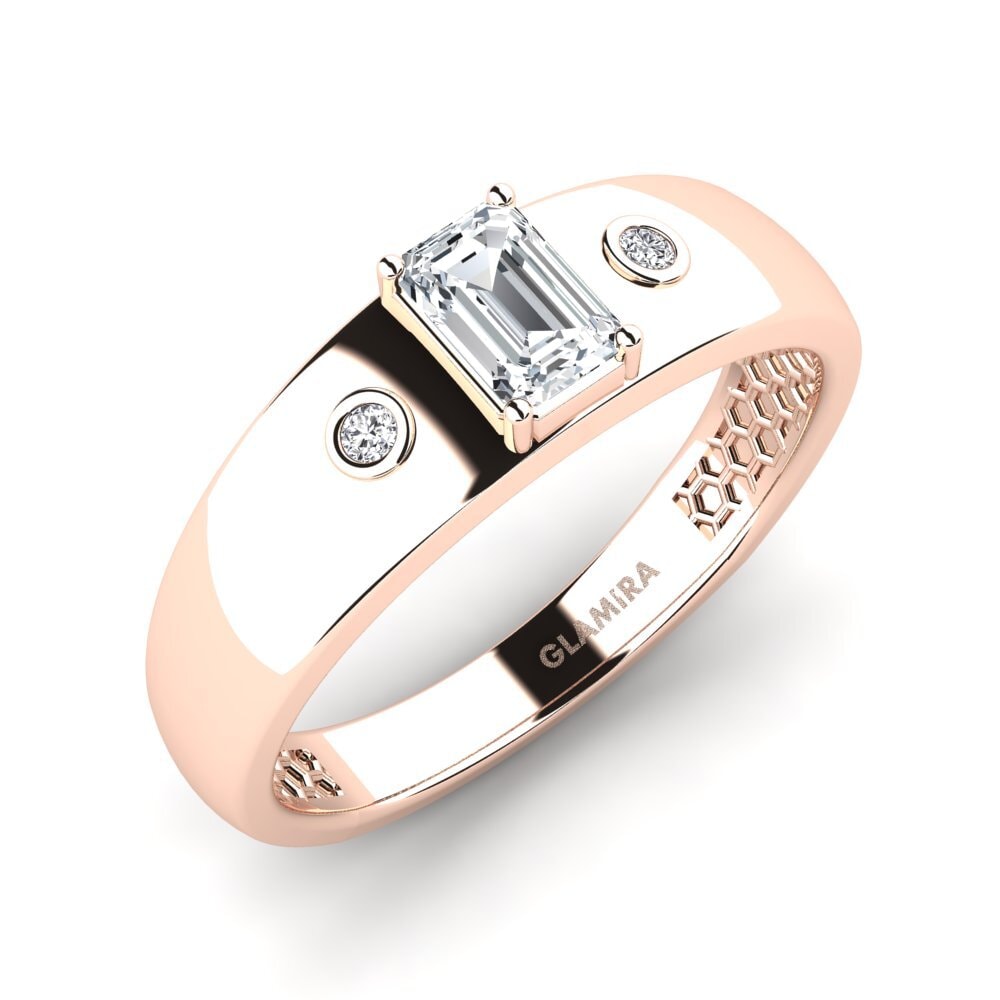 9ct Rose Gold White Zircon Men's Ring Honoya