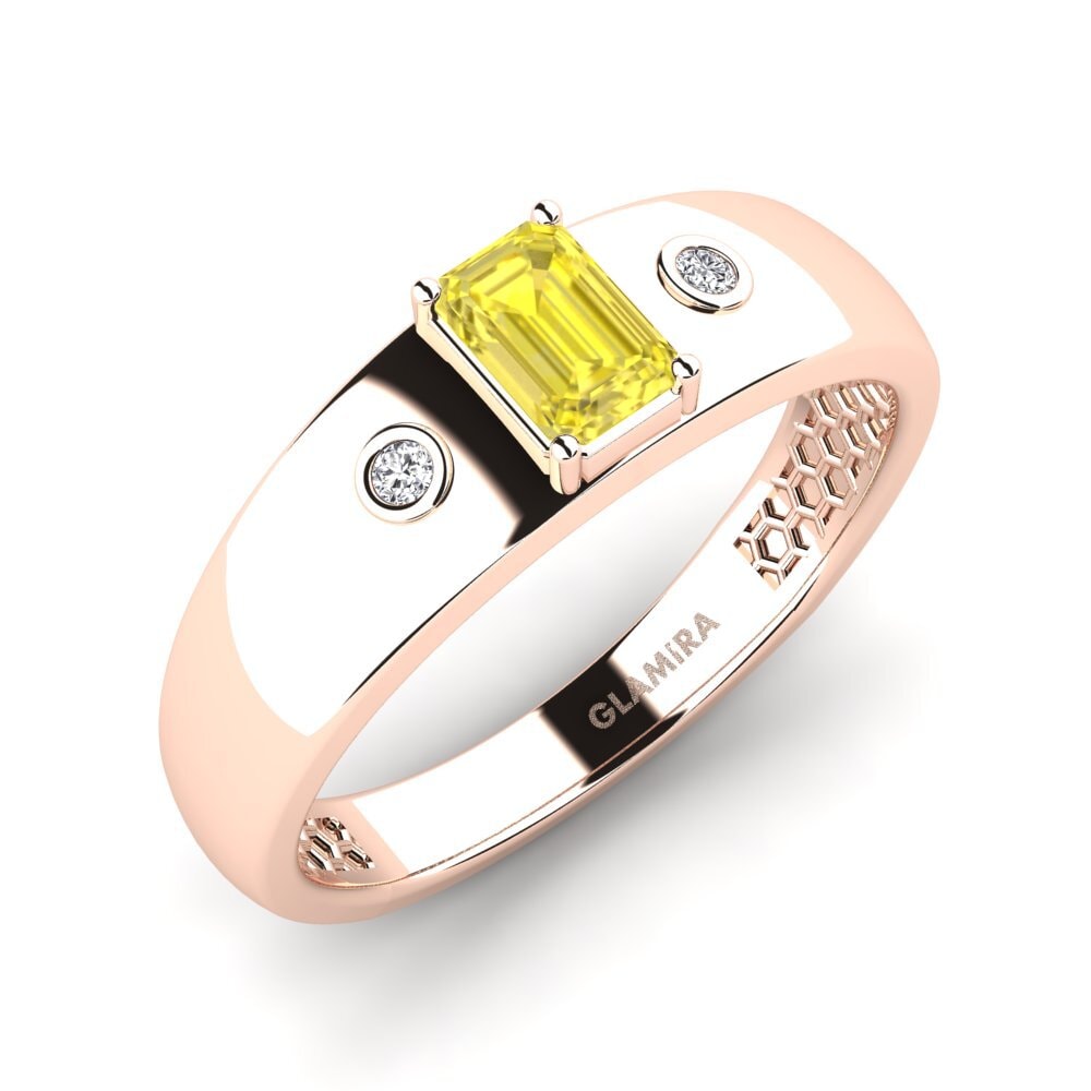 14k Rose Gold Yellow Sapphire Men's Ring Honoya