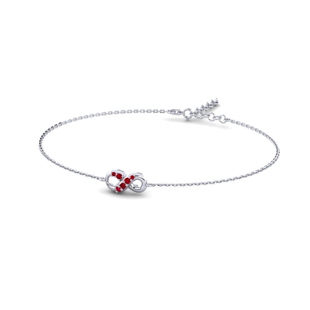 925 Prata de lei Zircônia Vermelha Pulseira Feminino Hopeful