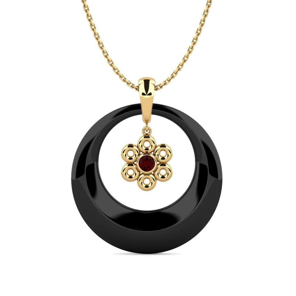 14ct Yellow Gold Garnet Women's Pendant Horace