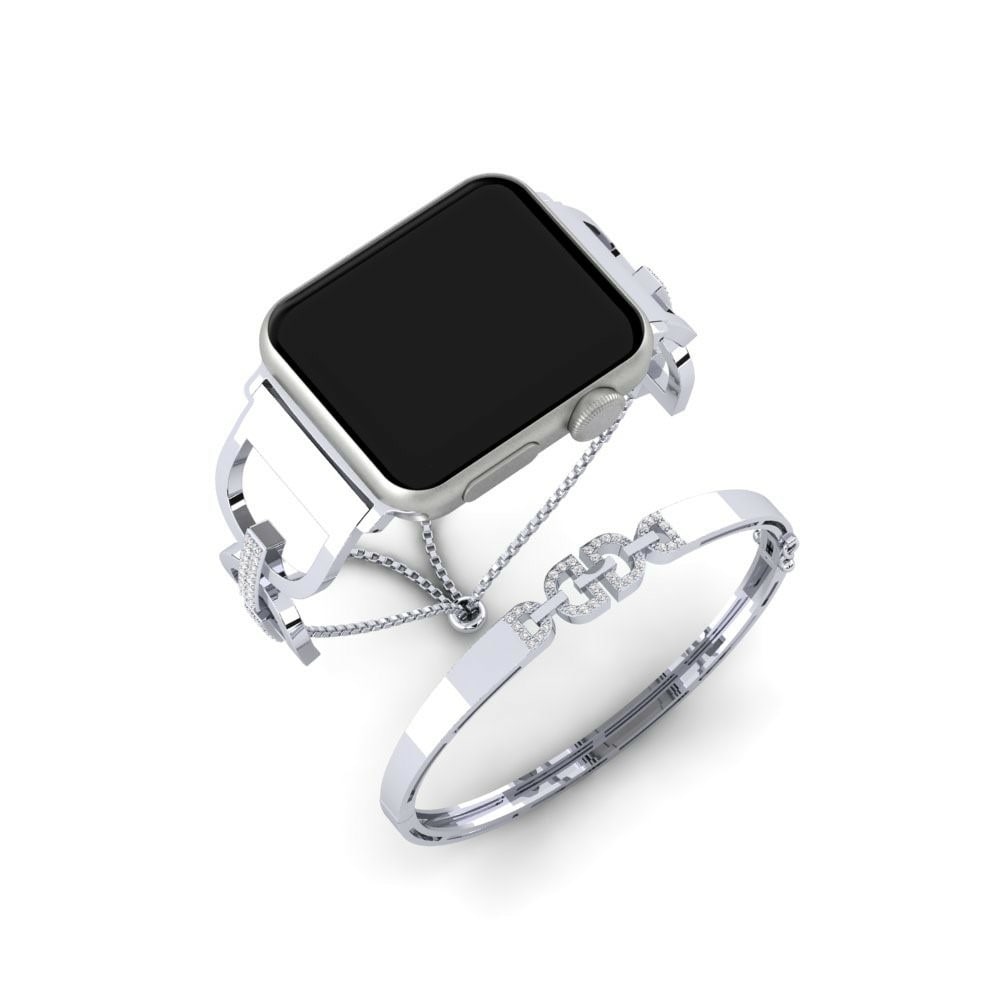 Pulseras para Apple Watch® Horalogy Set Stainless Steel / 750 White Gold Zafiro blanco