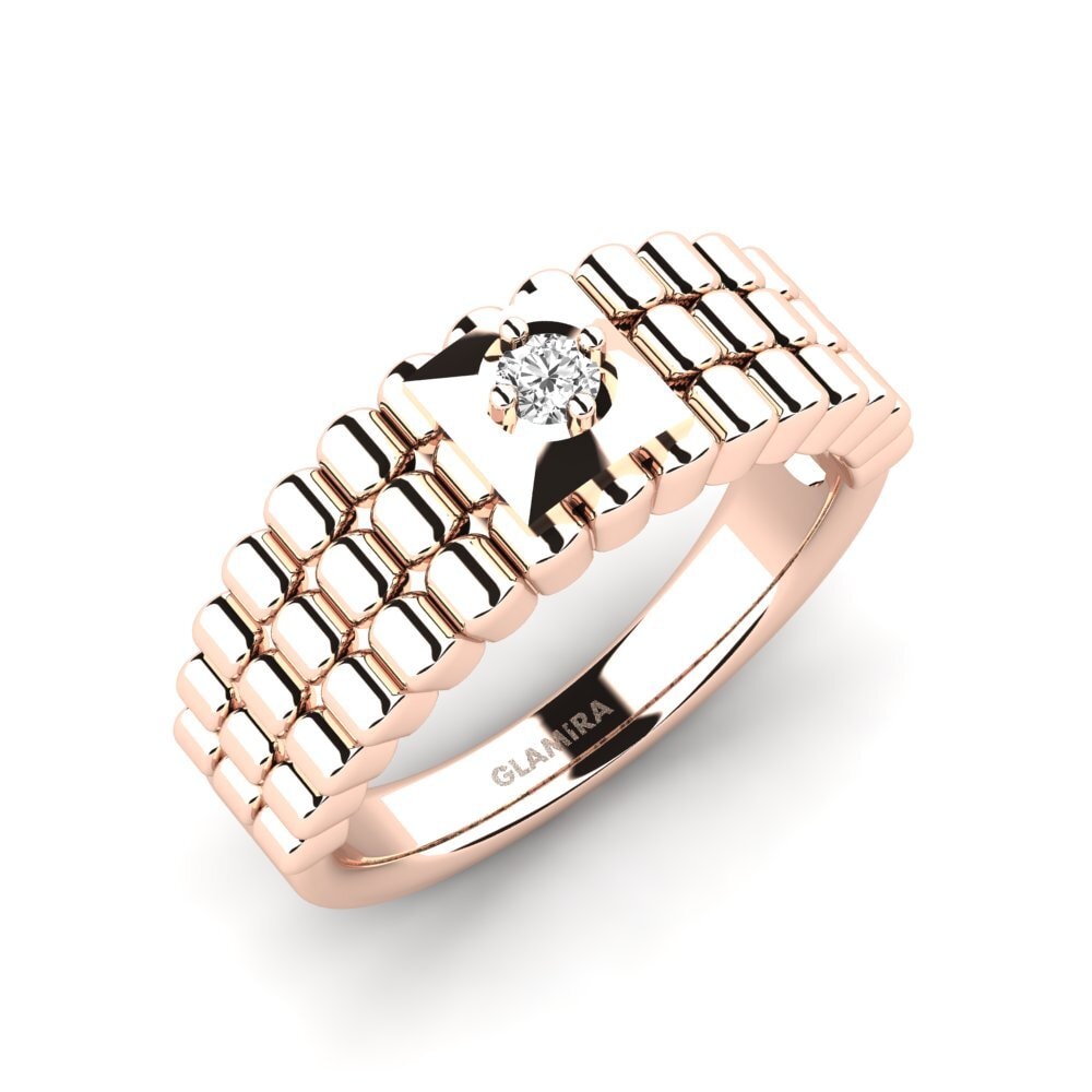 Oro Rosso 375 Zaffiro Bianco Anello da uomo Horrell