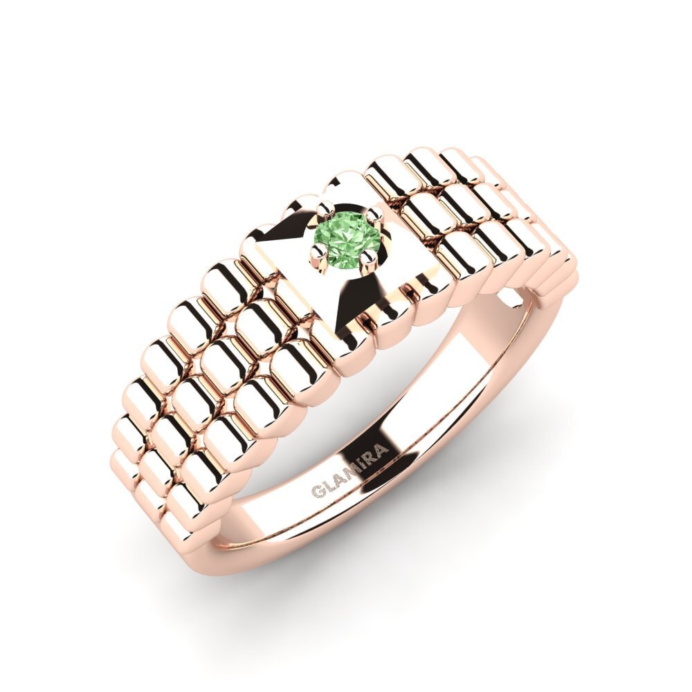 Oro Rosso 375 Diamante Verde Anello da uomo Horrell